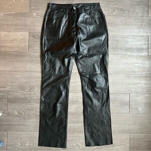 Vintage 00s Kenneth Cole New York Leather Pants High Waist Straight Leg Size 10